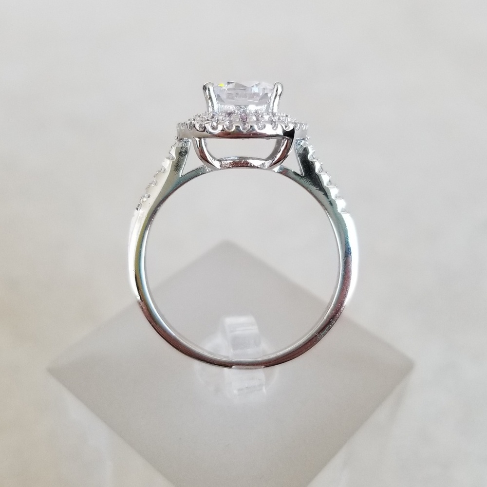 Sterling Pink Halo 1ct Solitaire - Picture 4 of 8